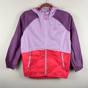 L.L. Bean Wind and Rain Jacket in Purple Clover/Ruby Coral Girls Large